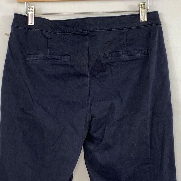 Lila Ryan The Jase Pedal Pusher Pants Womens 8 Navy Blue Slim Fit Flat Front - Picture 5 of 9